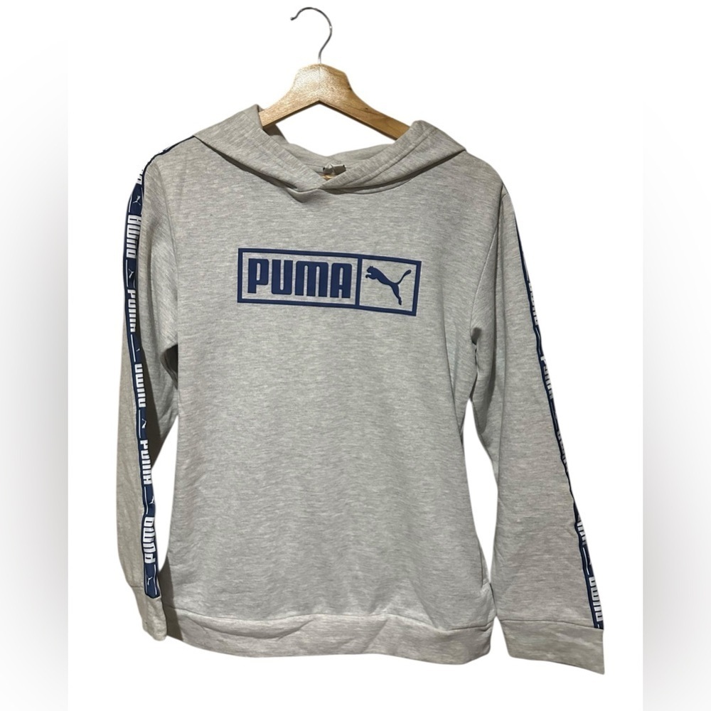 Puma Boys Gray Blue Sweatshirt Hoodie Large 14-16